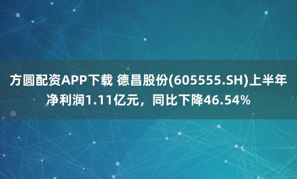 方圆配资APP下载 德昌股份(605555.SH)上半年净利润1.11亿元，同比下降46.54%